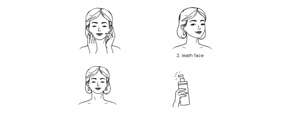 Line drawing showing the step-by-step red light therapy treatment process for loose skin