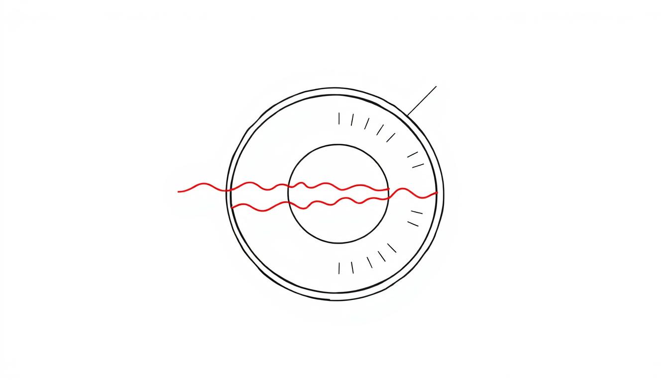 Line drawing of red light wavelengths penetrating eye structures showing how red light therapy for eyes works at the cellular level
