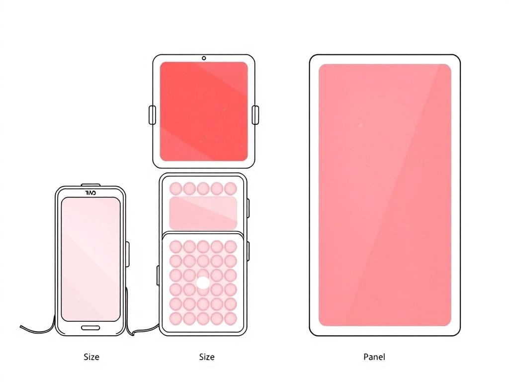 Line drawing comparing different red light therapy devices for pelvic floor treatment