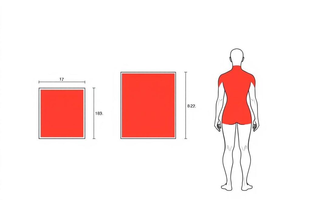 Line drawing comparing different sizes of red light therapy panels for herniated disc treatment Line drawing comparing different sizes of red light therapy panels for herniated disc treatment