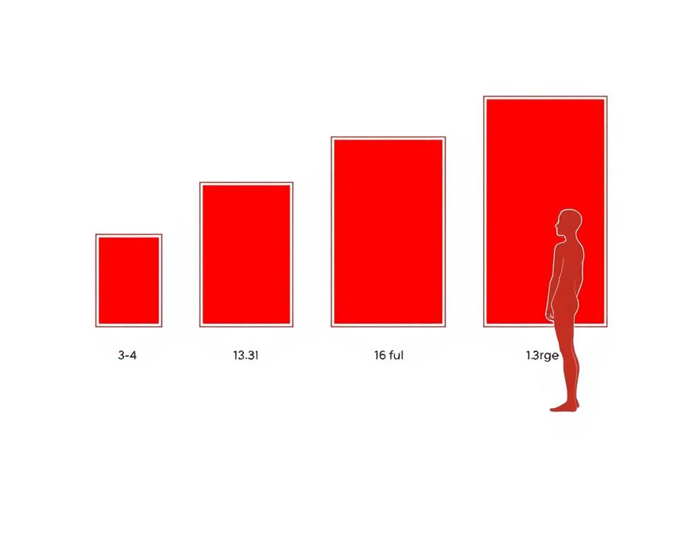 Line drawing comparing different sizes of red light therapy panels for lupus treatment