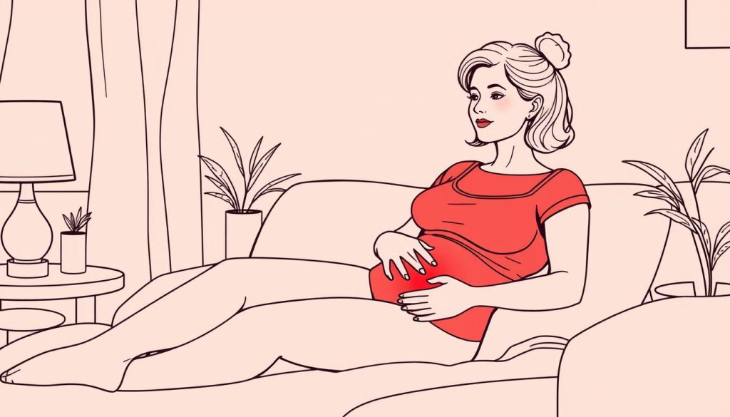 Line drawing of a woman using a red light therapy panel at home as part of her endometriosis management routine Line drawing of a woman using a red light therapy panel at home as part of her endometriosis management routine