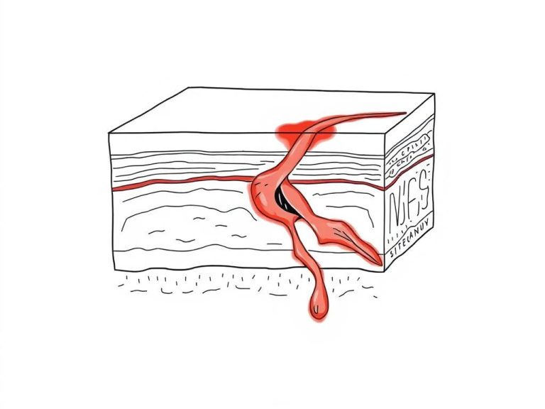 Line drawing of bruise formation showing damaged blood vessels under the skin