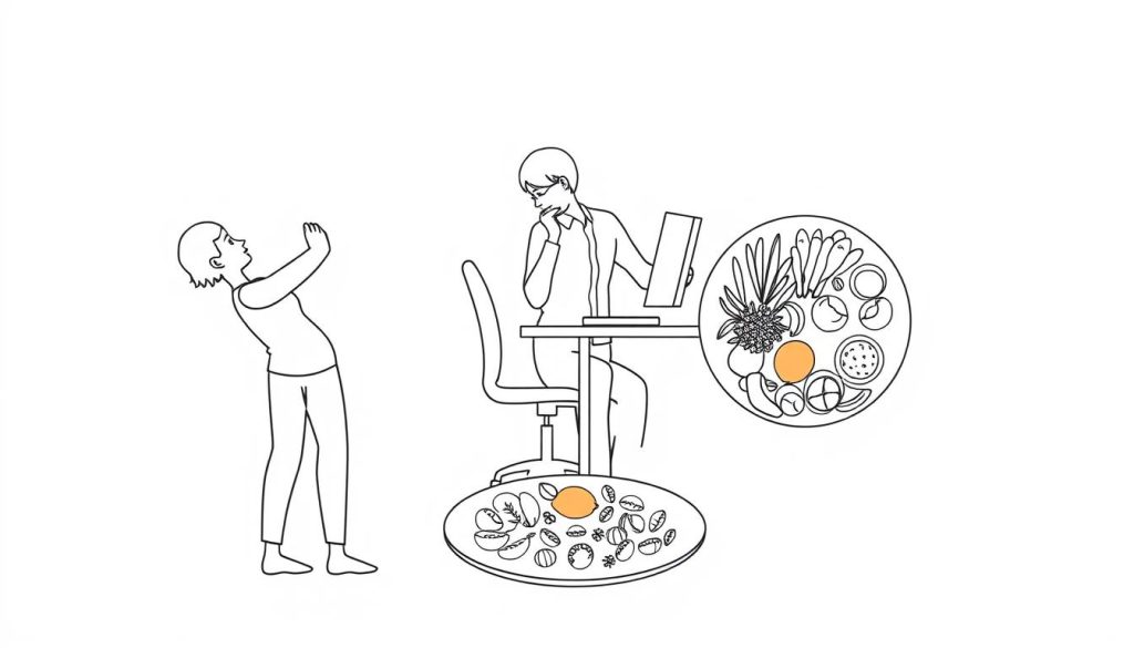 Line drawing showing complementary approaches to herniated disc treatment alongside red light therapy