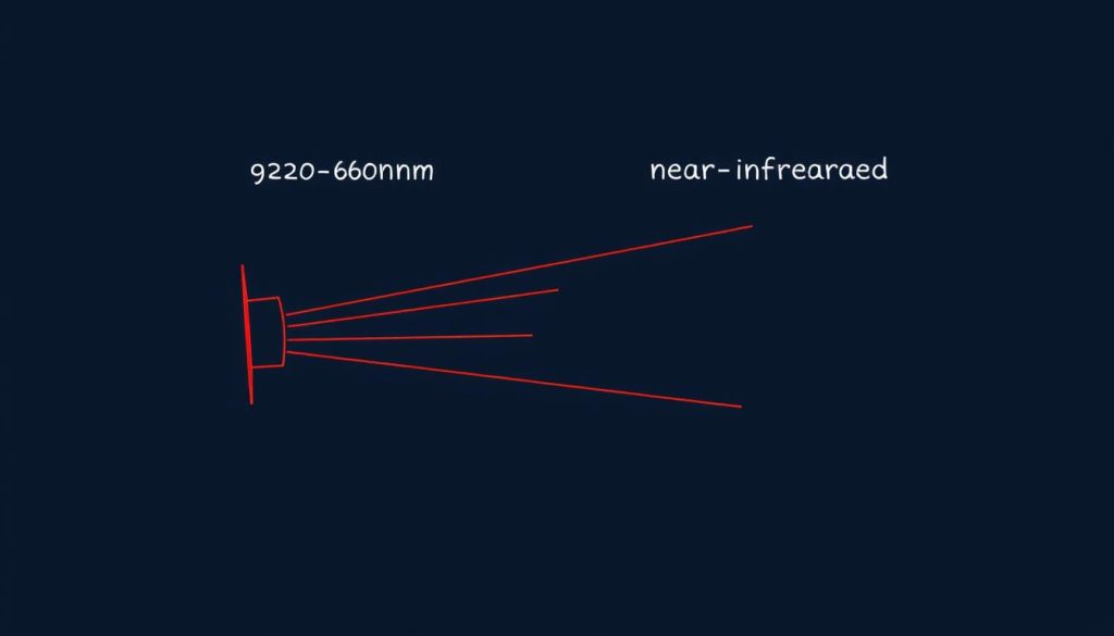 Line drawing showing different wavelengths of red light therapy penetrating to different depths in tissue Line drawing showing different wavelengths of red light therapy penetrating to different depths in tissue