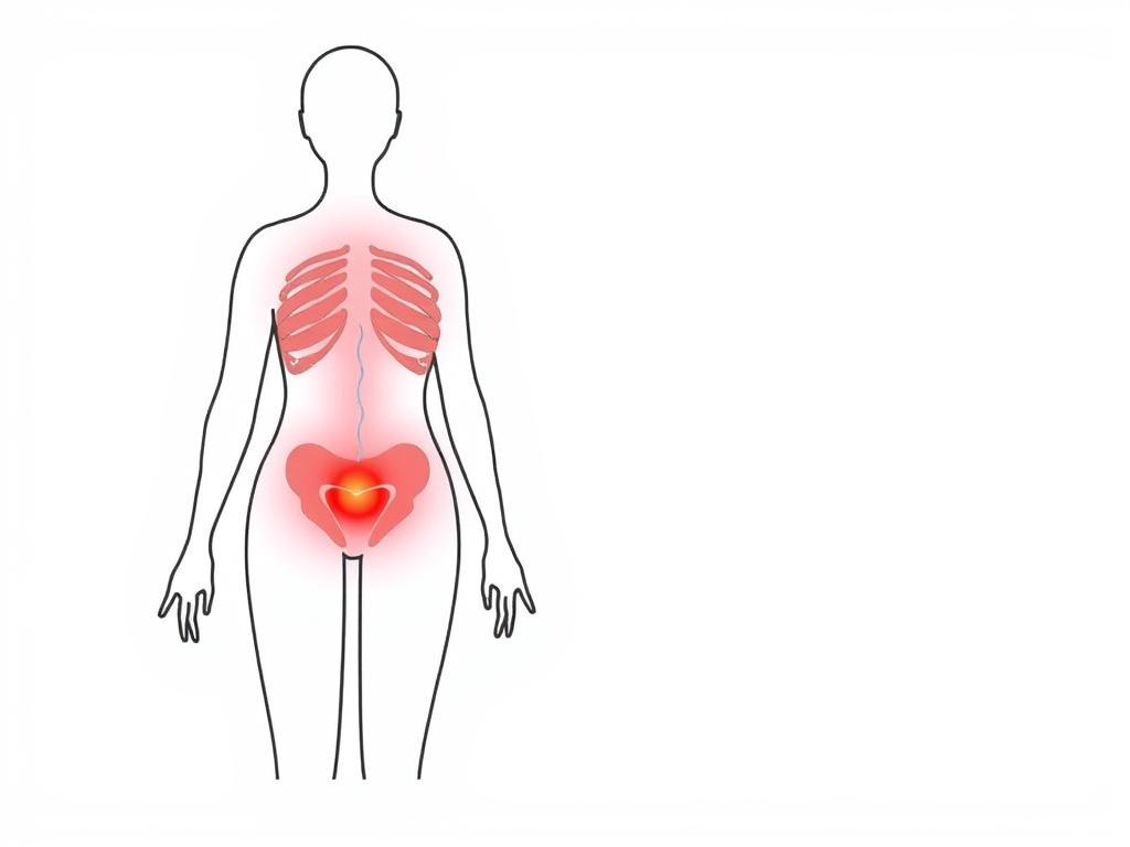 Line drawing showing how red light therapy wavelengths penetrate tissue to reach pelvic floor muscles
