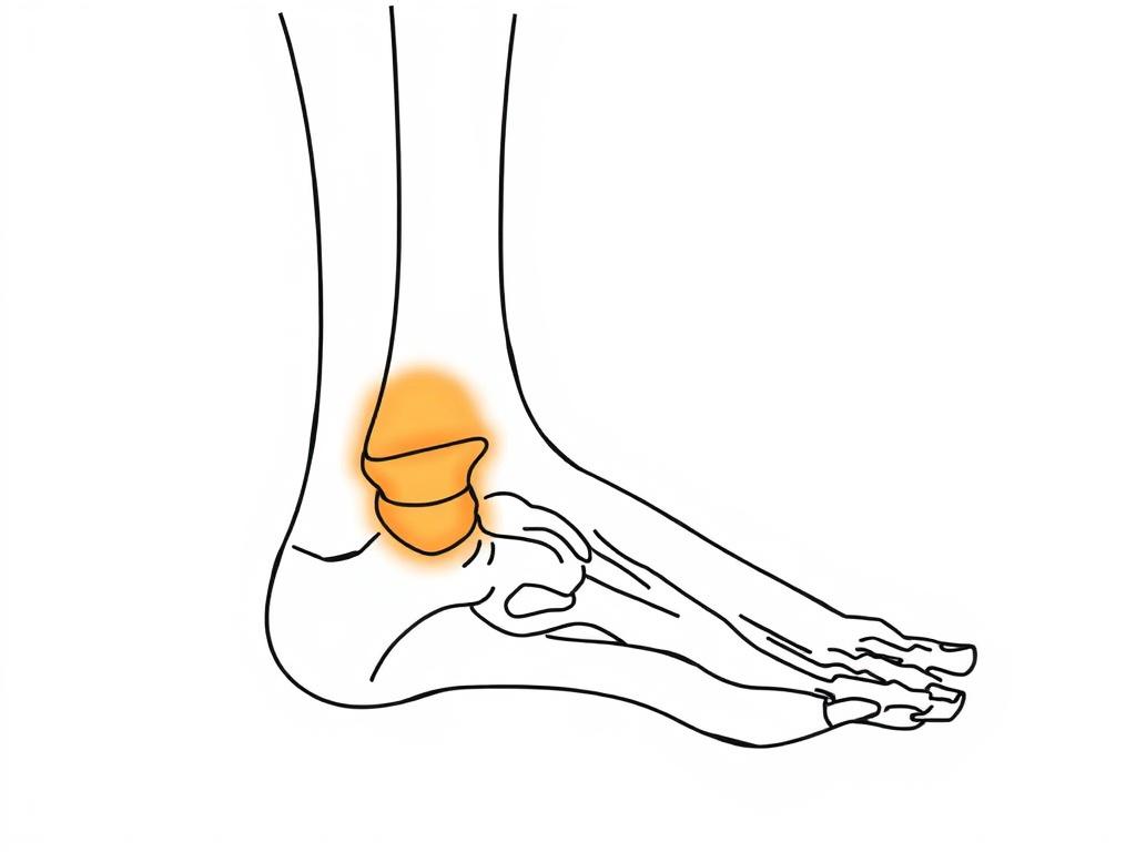 Line drawing showing the anatomy of Achilles tendon with inflammation highlighted Line drawing showing the anatomy of Achilles tendon with inflammation highlighted