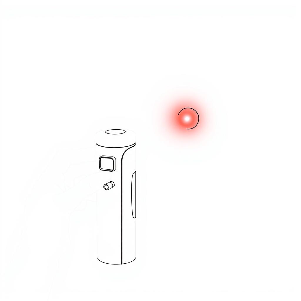 Red light therapy for teeth line drawing of a handheld device