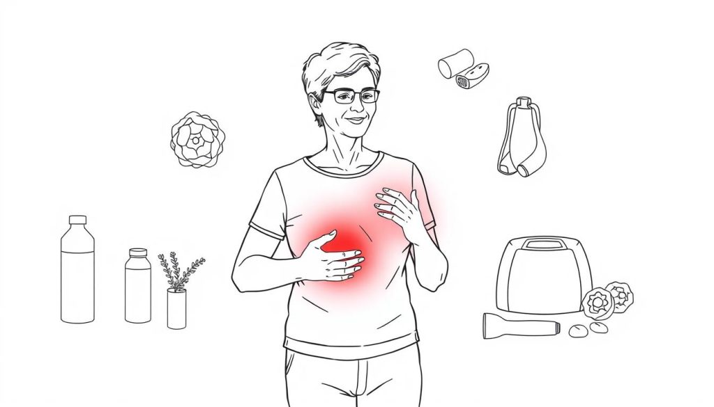 Drawing of person using red light therapy as part of holistic fatty liver management