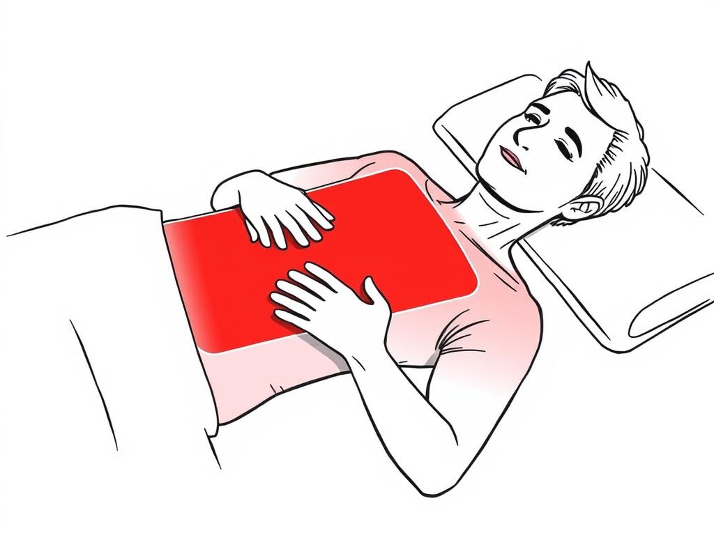 Illustration of a person using red light therapy for heart health with proper positioning