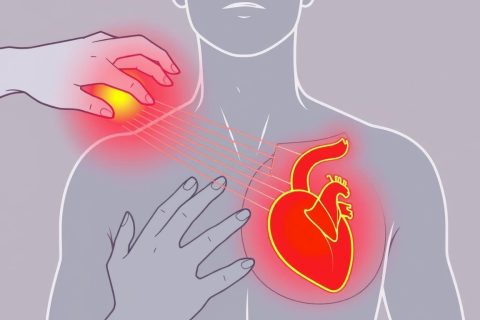Illustration of red light therapy for heart health showing how different wavelengths penetrate tissue