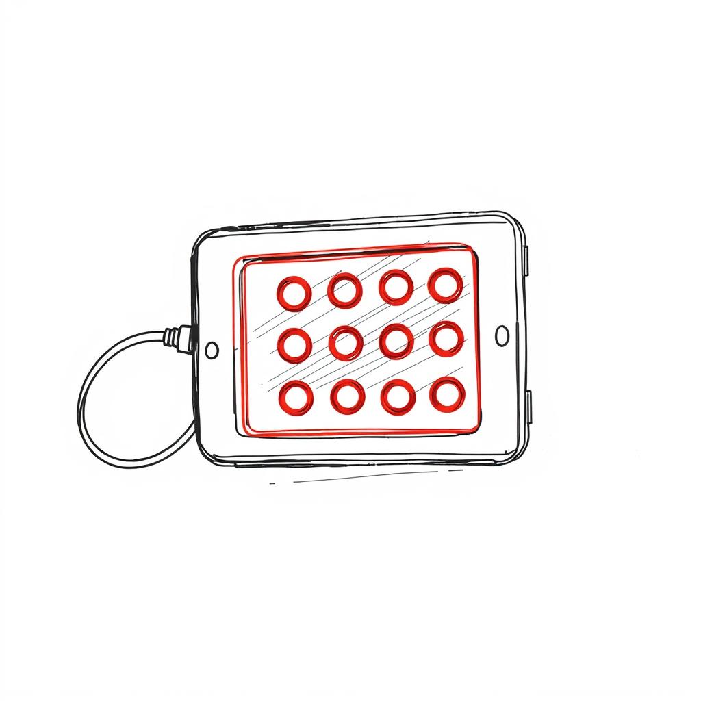 Line drawing of a compact red light therapy panel suitable for treating perioral dermatitis