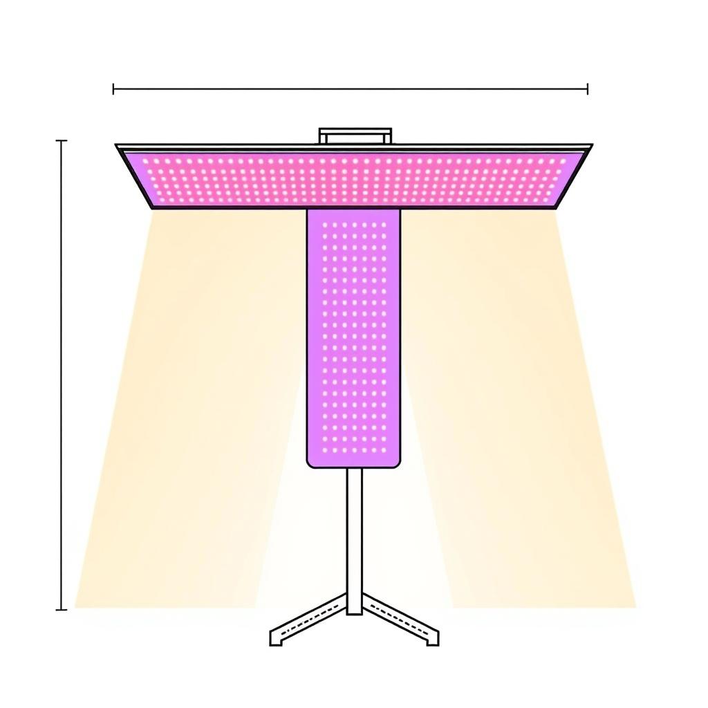 Line drawing of a full-body red light therapy panel for comprehensive treatment of trigeminal neuralgia