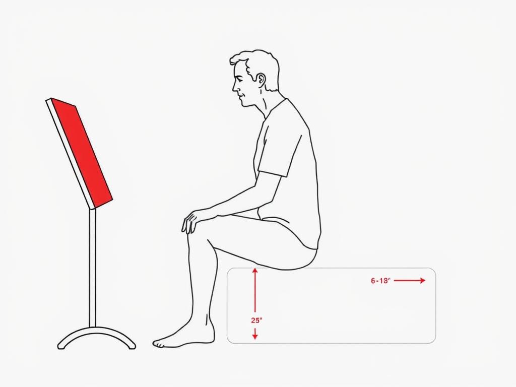 Line drawing of a person in the optimal position for red light therapy treatment of a torn meniscus