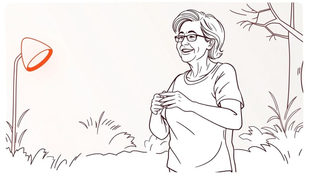Line drawing of a person with Lyme disease experiencing improved quality of life after incorporating red light therapy into their treatment regimen