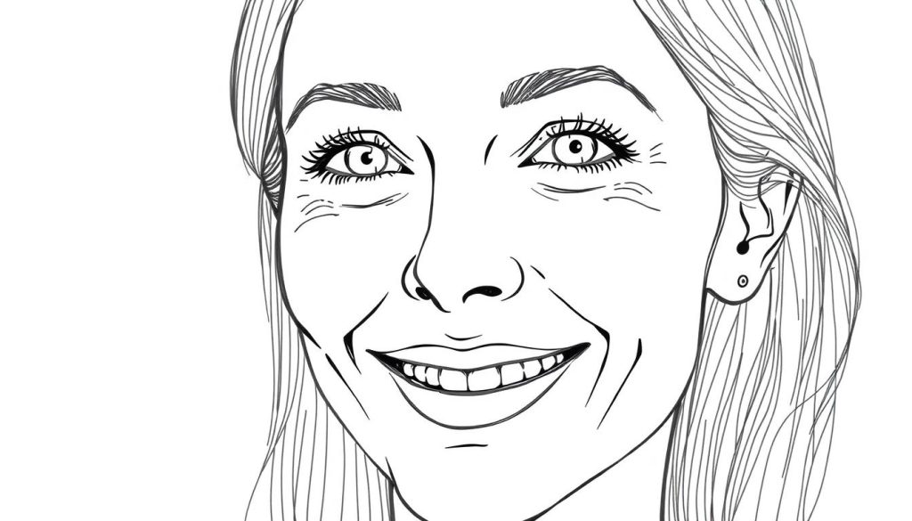 Line drawing of a person with clear skin after successful red light therapy for perioral dermatitis treatment