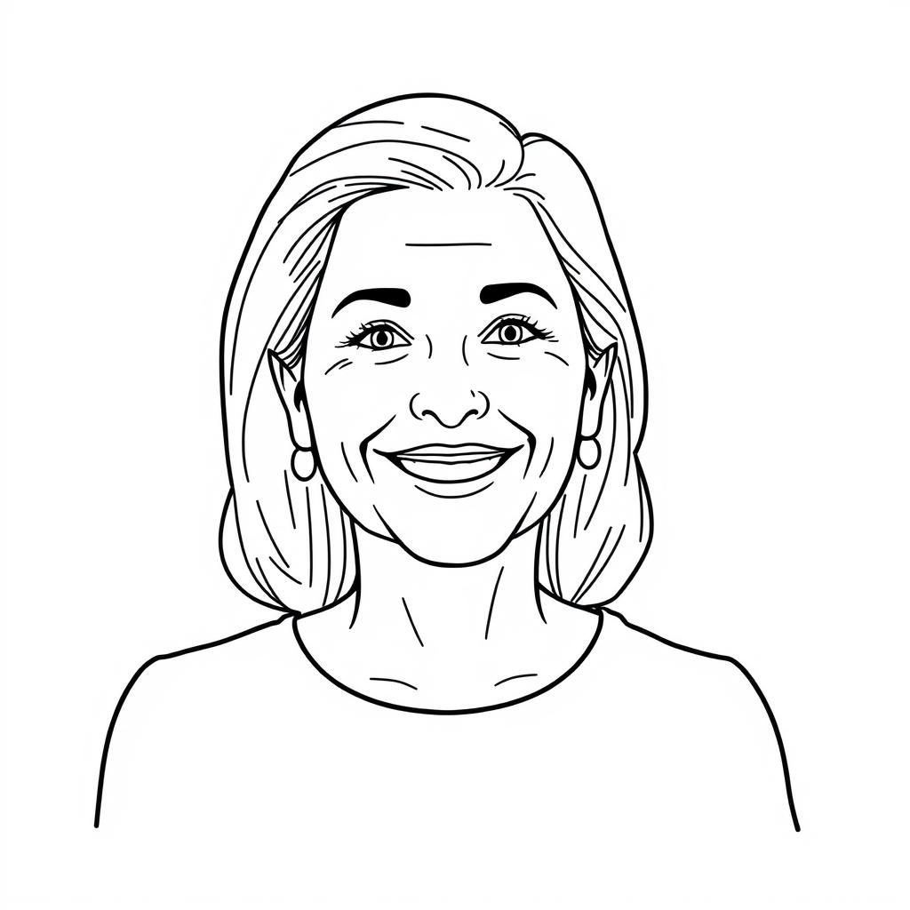 Line drawing of a woman sharing her positive experience with red light therapy for treating yeast infections