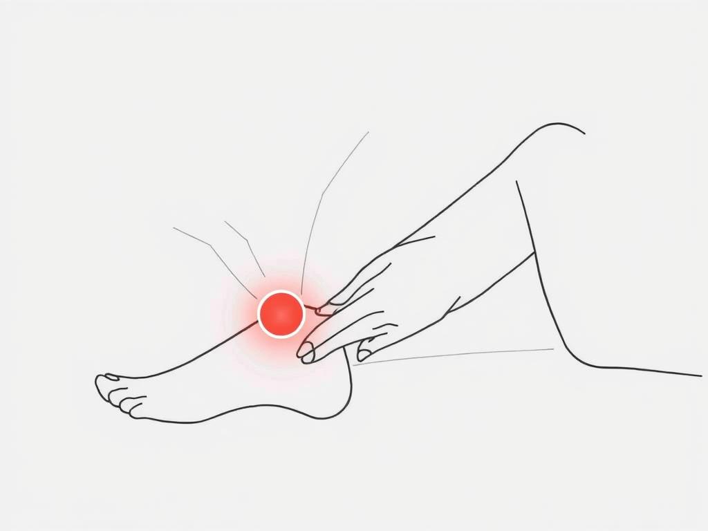Line drawing of proper red light therapy application on a sprained ankle