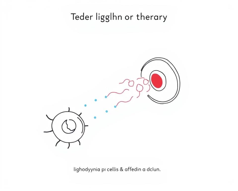 Line drawing showing how red light therapy for vulvodynia works at the cellular level
