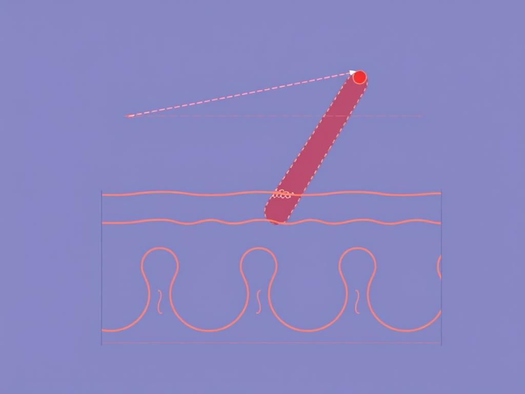 Line drawing showing red light therapy wavelength penetration through skin layers for herpes treatment