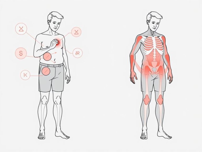 Line drawing showing the benefits of red light therapy for swelling with before and after comparison