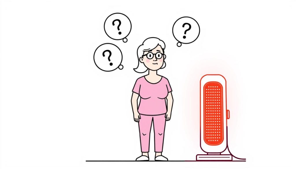 Line drawing of common questions about red light therapy for kidney stones
