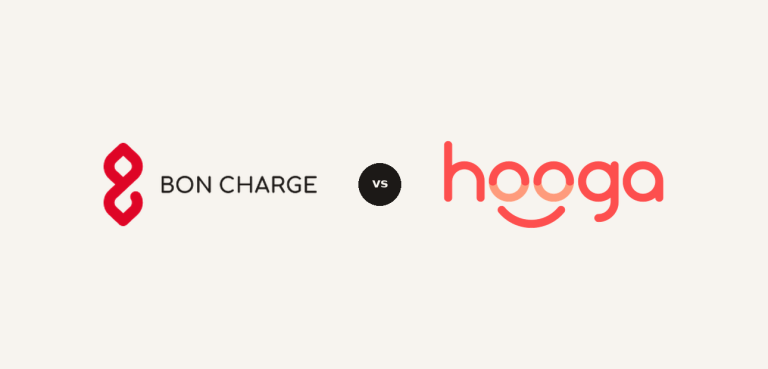 BON CHARGE vs Hooga logo comparison lockup 2026