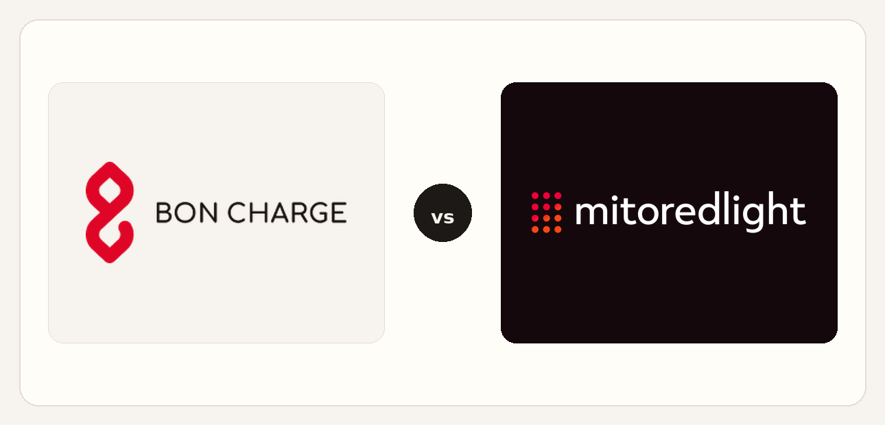 BON CHARGE vs Mito logo comparison lockup 2026