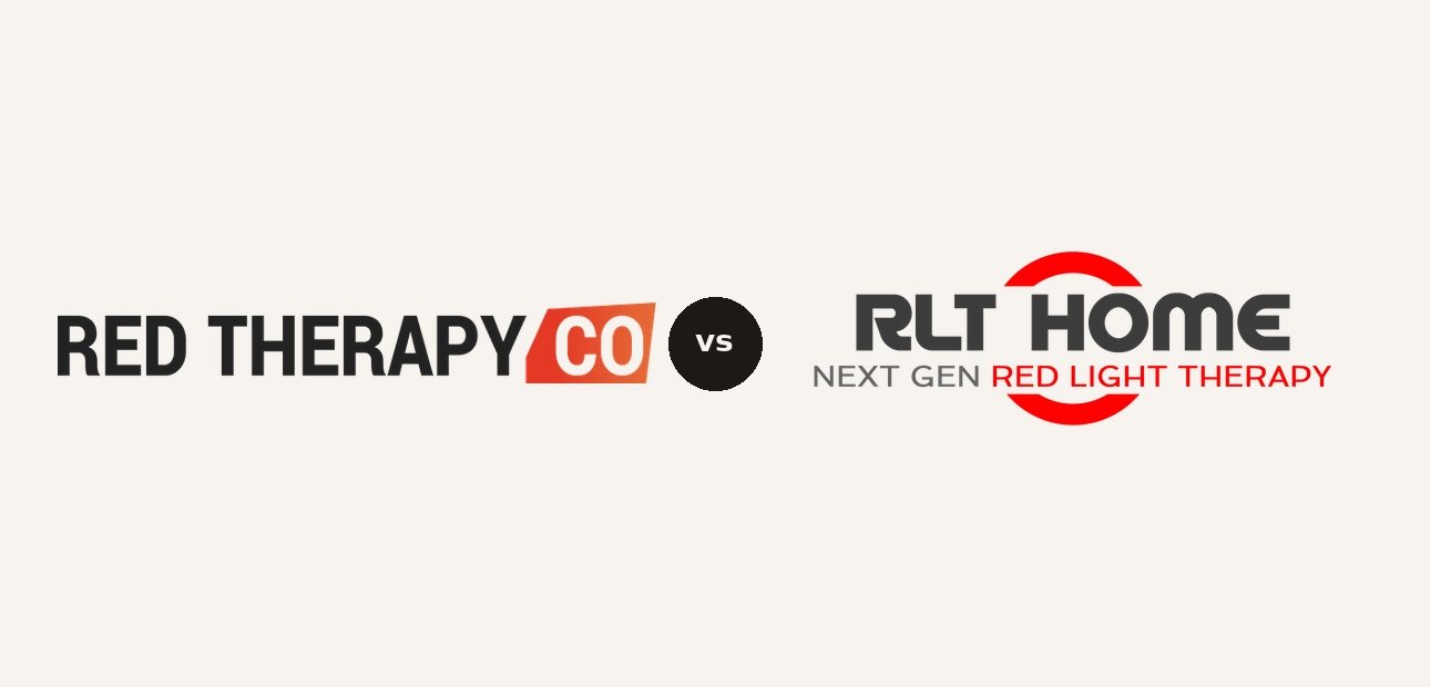 Red Therapy Co vs RLT Home logo comparison lockup 2026