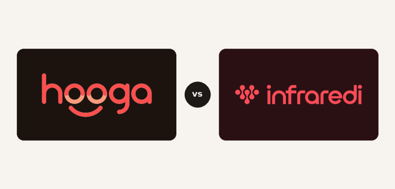 Hooga vs Infraredi logo comparison lockup 2026