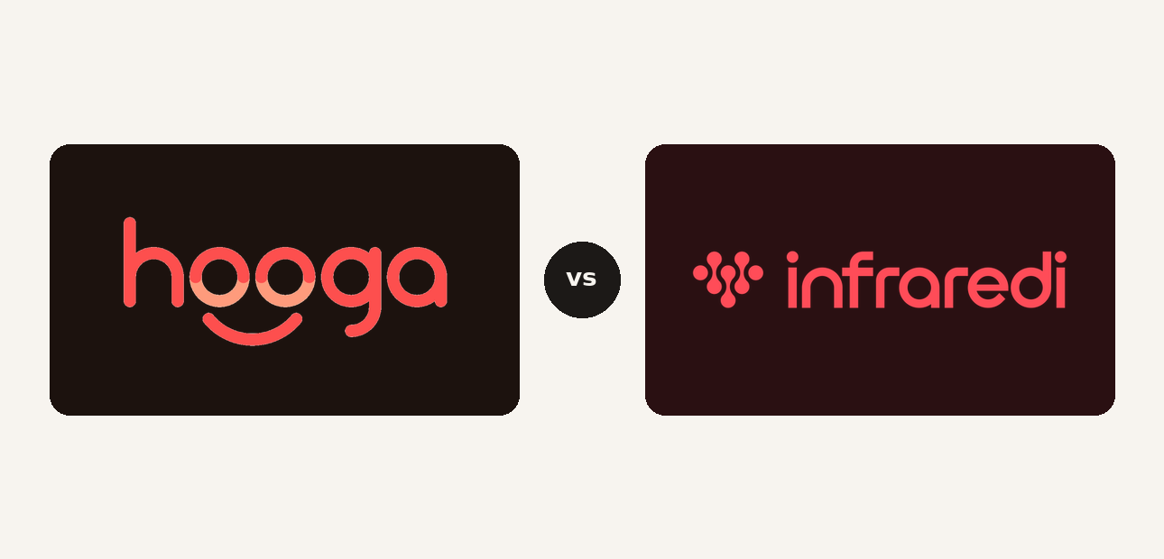 Hooga vs Infraredi logo comparison lockup 2026