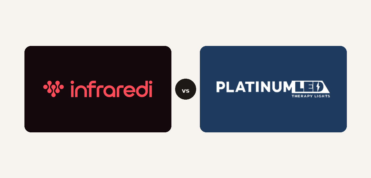 Infraredi vs PlatinumLED logo comparison lockup 2026