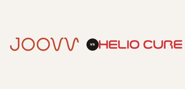 Joovv vs Helio Cure logo comparison lockup 2026