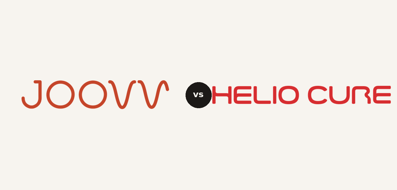 Joovv vs Helio Cure logo comparison lockup 2026