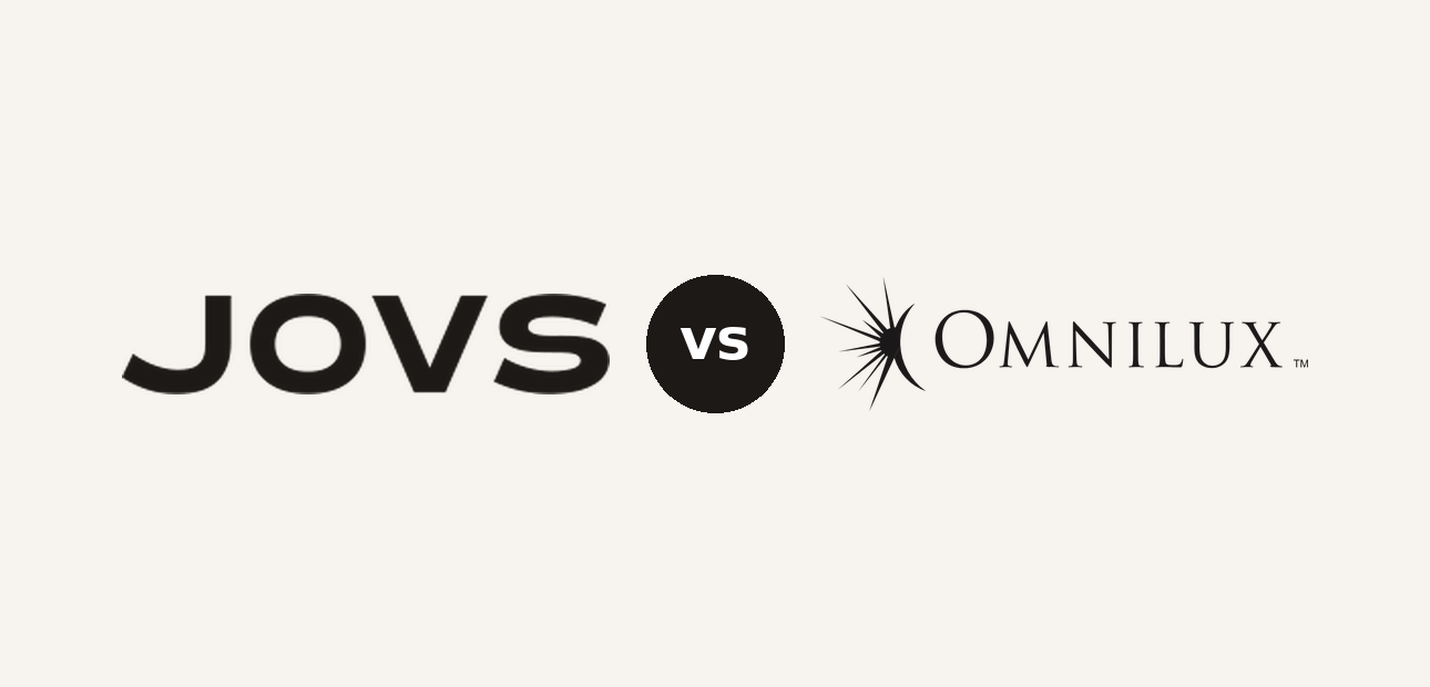 JOVS vs Omnilux logo comparison lockup 2026