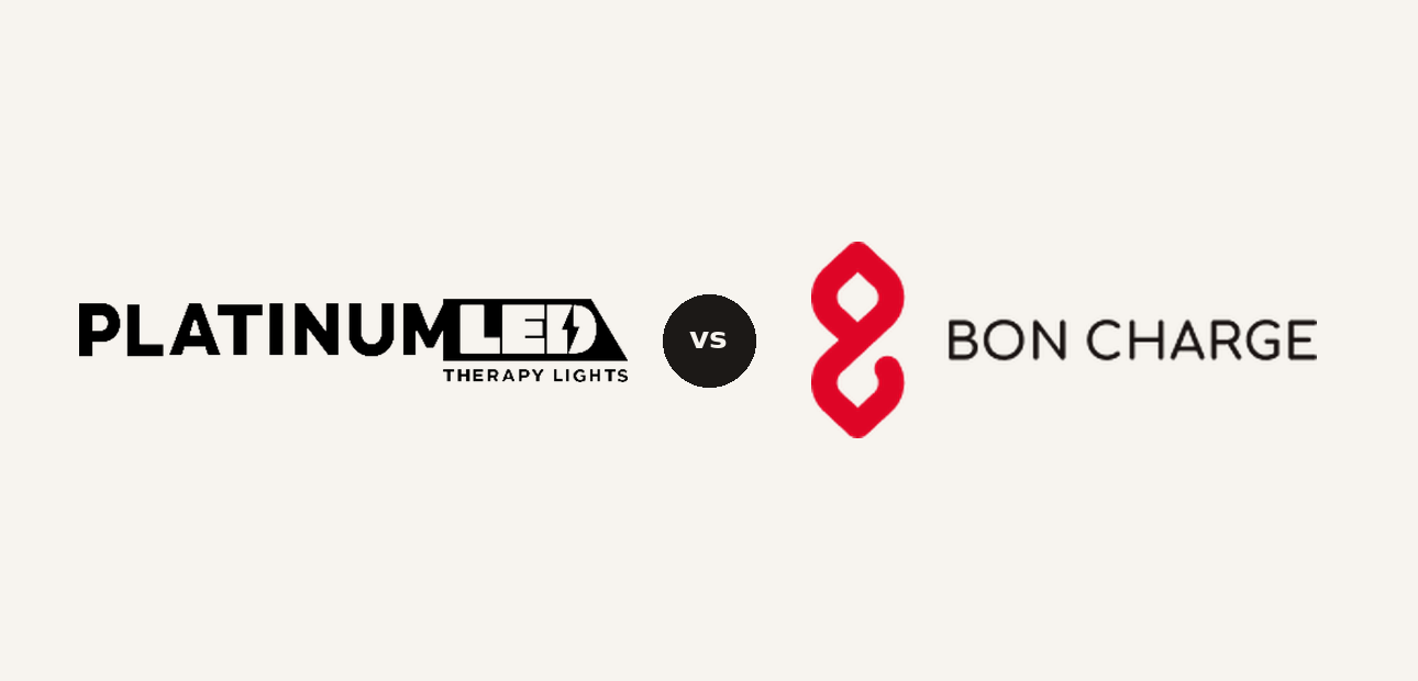 PlatinumLED vs BON CHARGE logo comparison lockup 2026