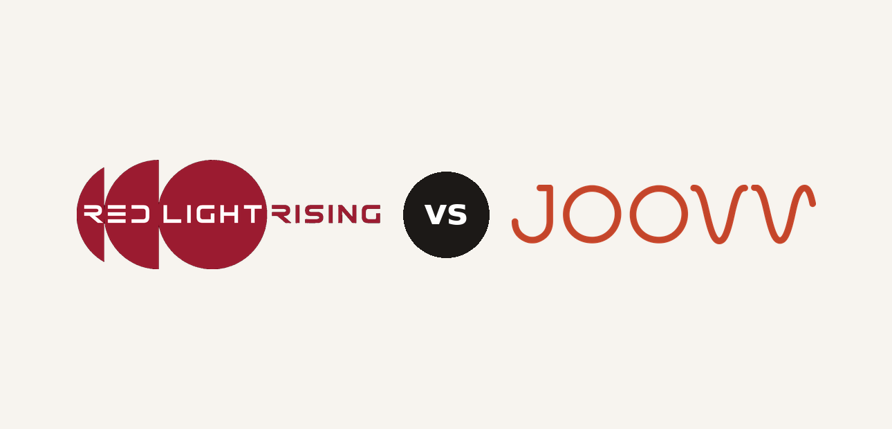 Red Light Rising vs Joovv logo comparison lockup 2026