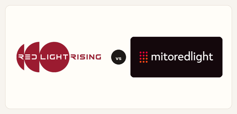 Red Light Rising vs Mito logo comparison lockup 2026