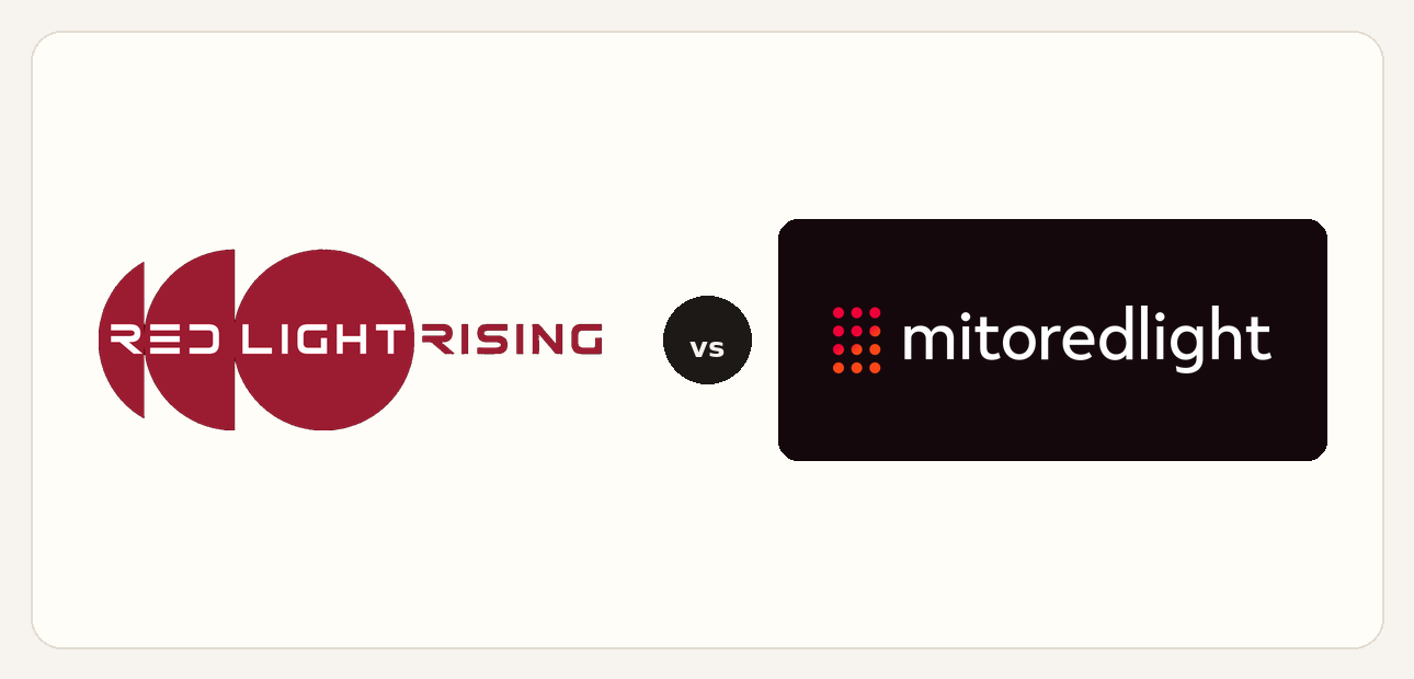 Red Light Rising vs Mito logo comparison lockup 2026