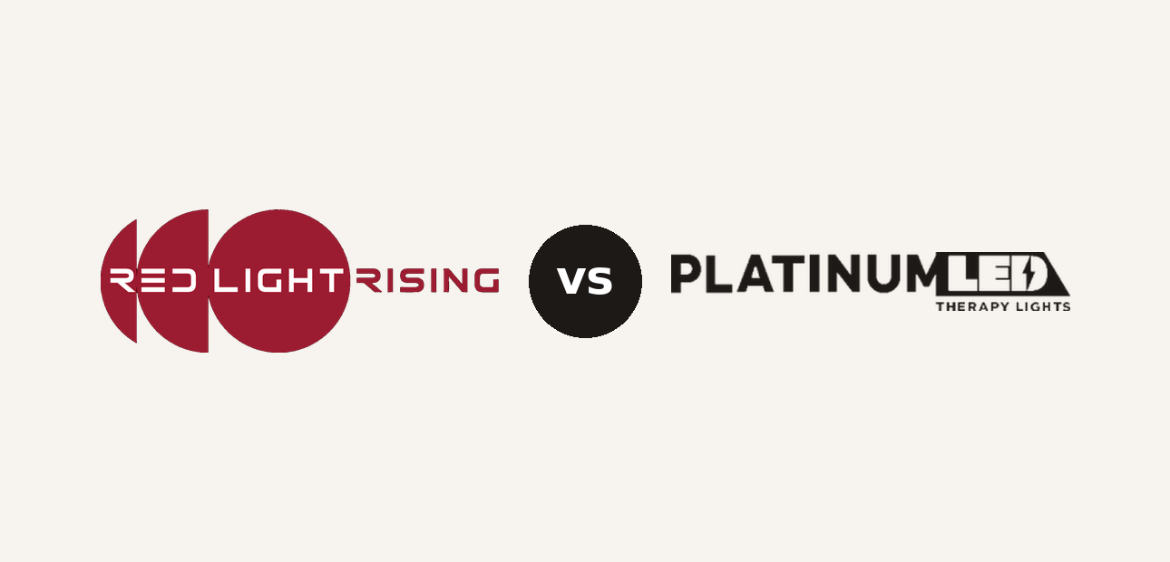 Red Light Rising vs PlatinumLED logo comparison lockup 2026