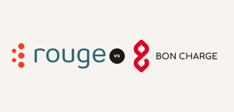 Rouge vs BON CHARGE logo comparison lockup 2026