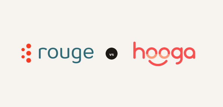 Rouge vs Hooga logo comparison lockup 2026