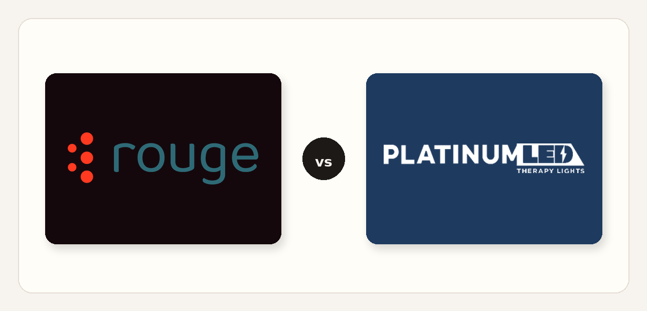 Rouge vs PlatinumLED logo comparison lockup 2026