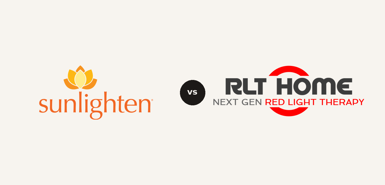Sunlighten vs RLT Home logo comparison lockup 2026
