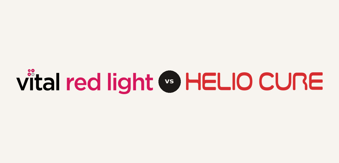 Vital vs Helio Cure logo comparison lockup 2026